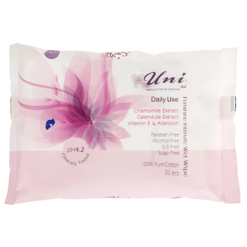 دستمال مرطوب بانوان یونی لد مدل Feminine Intimate بسته 20 عددی