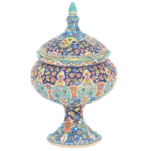 شکلات خوری سفالی کارا دیزاین مدل S02 طرح مینا کاری قطر 17 سانتیمتر