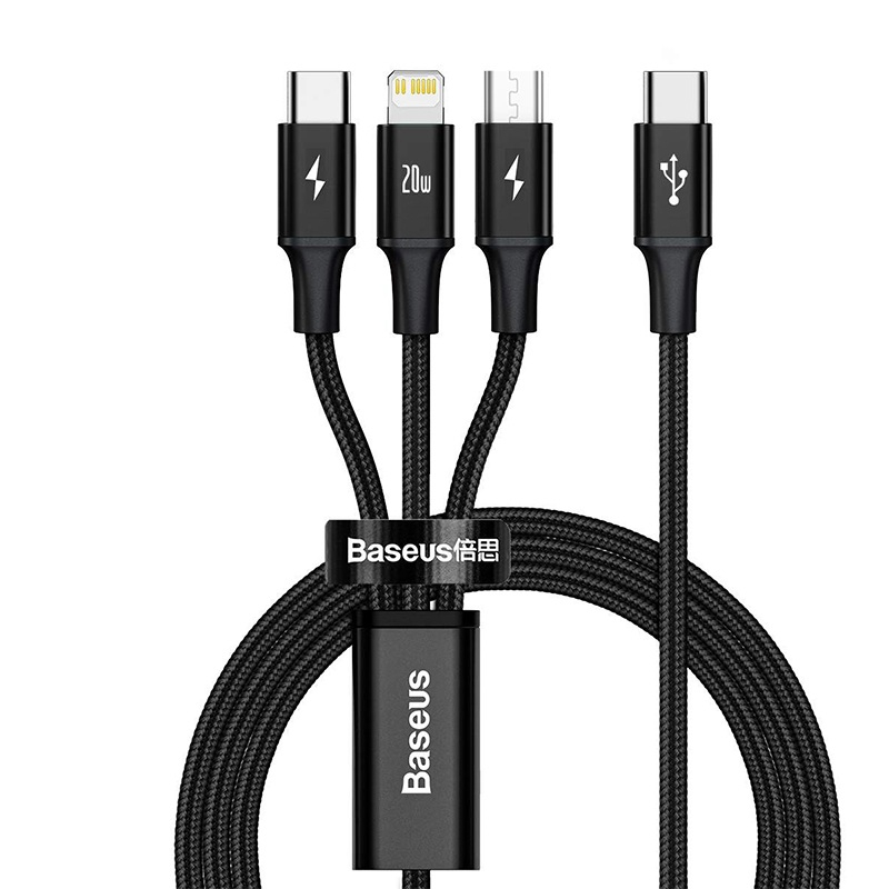 کابل USB-C به USB-C / لایتنینگ / microUSB باسئوس مدل CAMLT-SC01 طول 1.5 متر