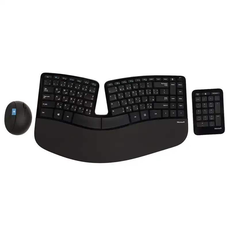 کیبورد و ماوس بیسیم مایکروسافت مدل اسکالپت ارگونومیک دسکتاپ با حروف عربی