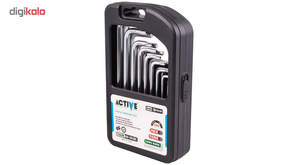 مجموعه 18 عددی آچار آلن اکتیو تولز مدل AC6318L main 1 4