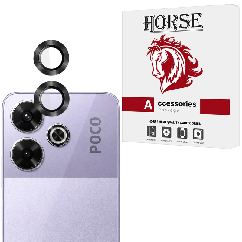محافظ لنز دوربین شیشه‌ای هورس مدل RINH20 مناسب برای گوشی موبایل شیائومی Poco M6 4G