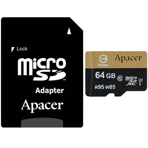 کارت حافظه microSXHC اپیسر کلاس 10 استاندارد UHS-I U3 سرعت 95MBps همراه با آداپتور SD ظرفیت 64 گیگابایت کارت حافظه microSXHC اپیسر کلاس 10 استاندارد UHS-I U3 سرعت 95MBps همراه با آداپتور SD ظرفیت 64 گیگابایت