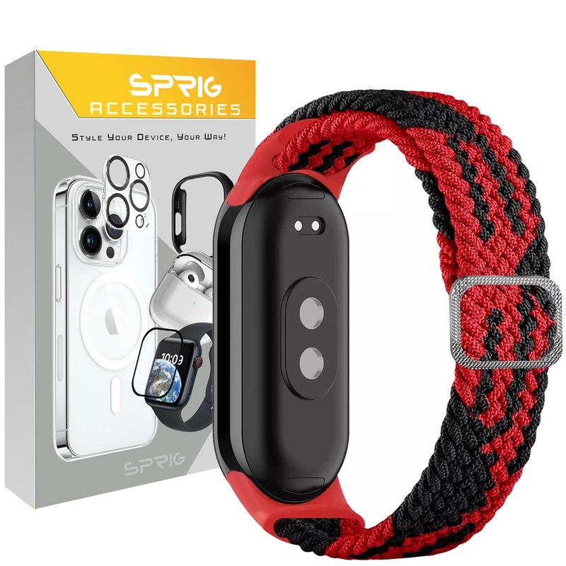 بند اسپریگ مدل Braided Dual colors مناسب برای ساعت هوشمند شیائومی Mi band 8