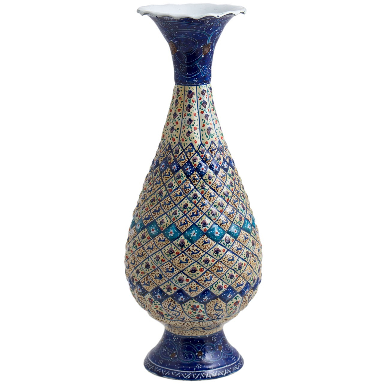 گلدان میناکاری مسی رستا طرح صراحی 132-12-102 ارتفاع 25 سانتی متر
