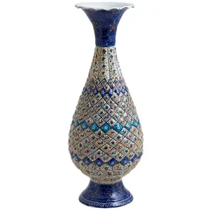 گلدان میناکاری مسی رستا طرح صراحی 132-12-102 ارتفاع 25 سانتی متر