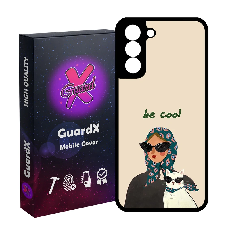 کاور گارد ایکس طرح دختر و گربه مدل Glass10726 مناسب برای گوشی موبایل سامسونگ Galaxy S21 FE