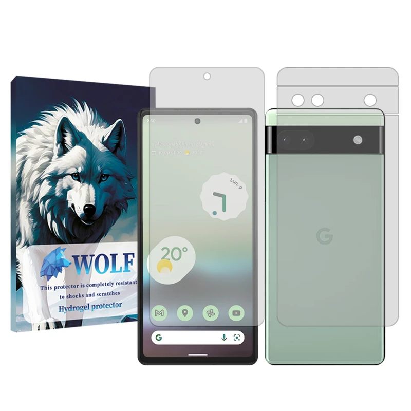 محافظ صفحه نمایش شفاف ولف مدل Tough مناسب برای گوشی موبایل گوگل Pixel 6a به همراه محافظ پشت گوشی