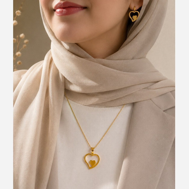 نیم ست زنانه طرح قلبی کد DS-687