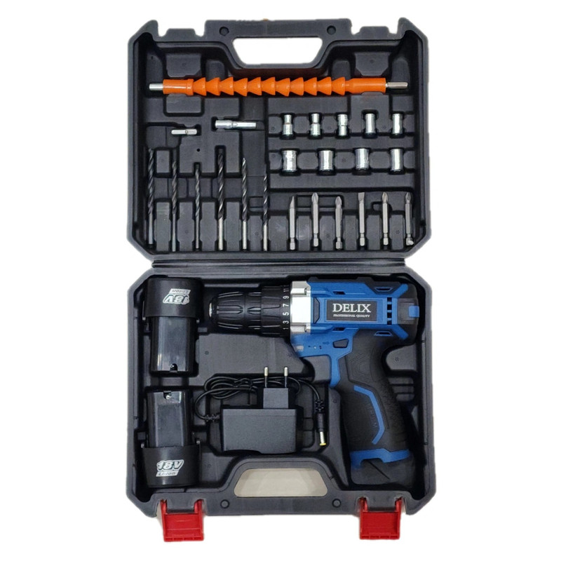 دریل پیچ گوشتی شارژی دلیکس مدل 18VBSH مجموعه 46 عددی