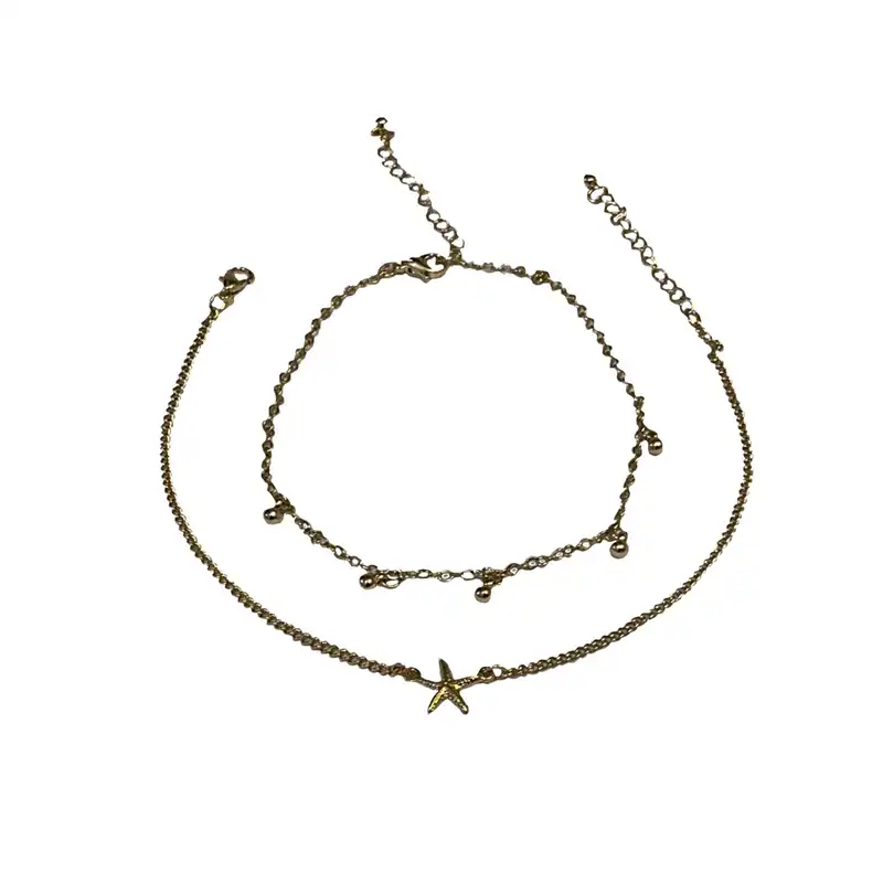 پابند زنانه سیکس مدل گوی و‌ستاره دریایی بسته دو عددی