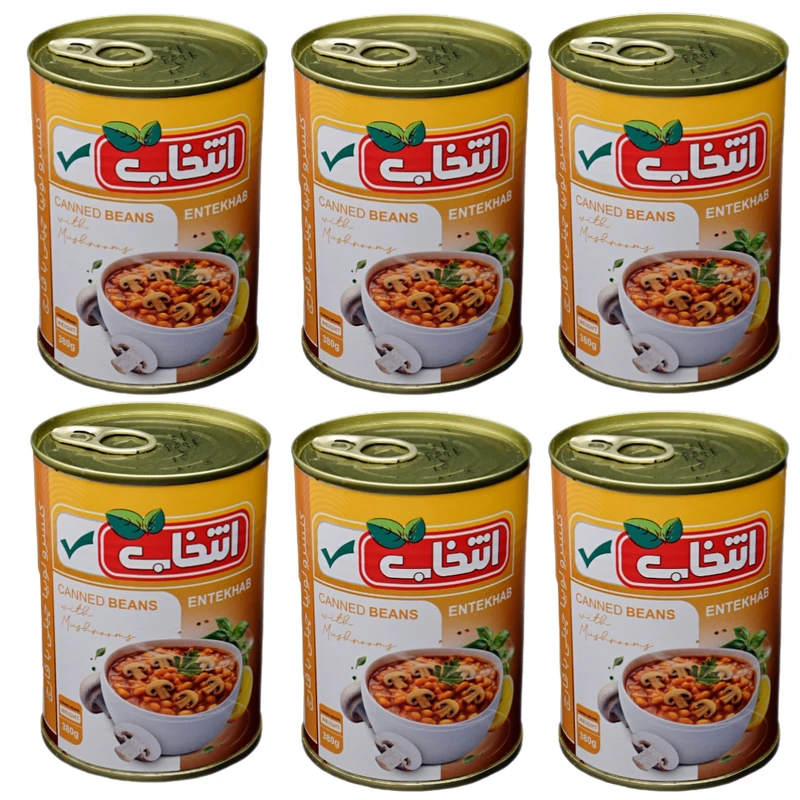 کنسرو لوبیا چیتی با قارچ انتخاب - 380 گرم بسته 6 عددی