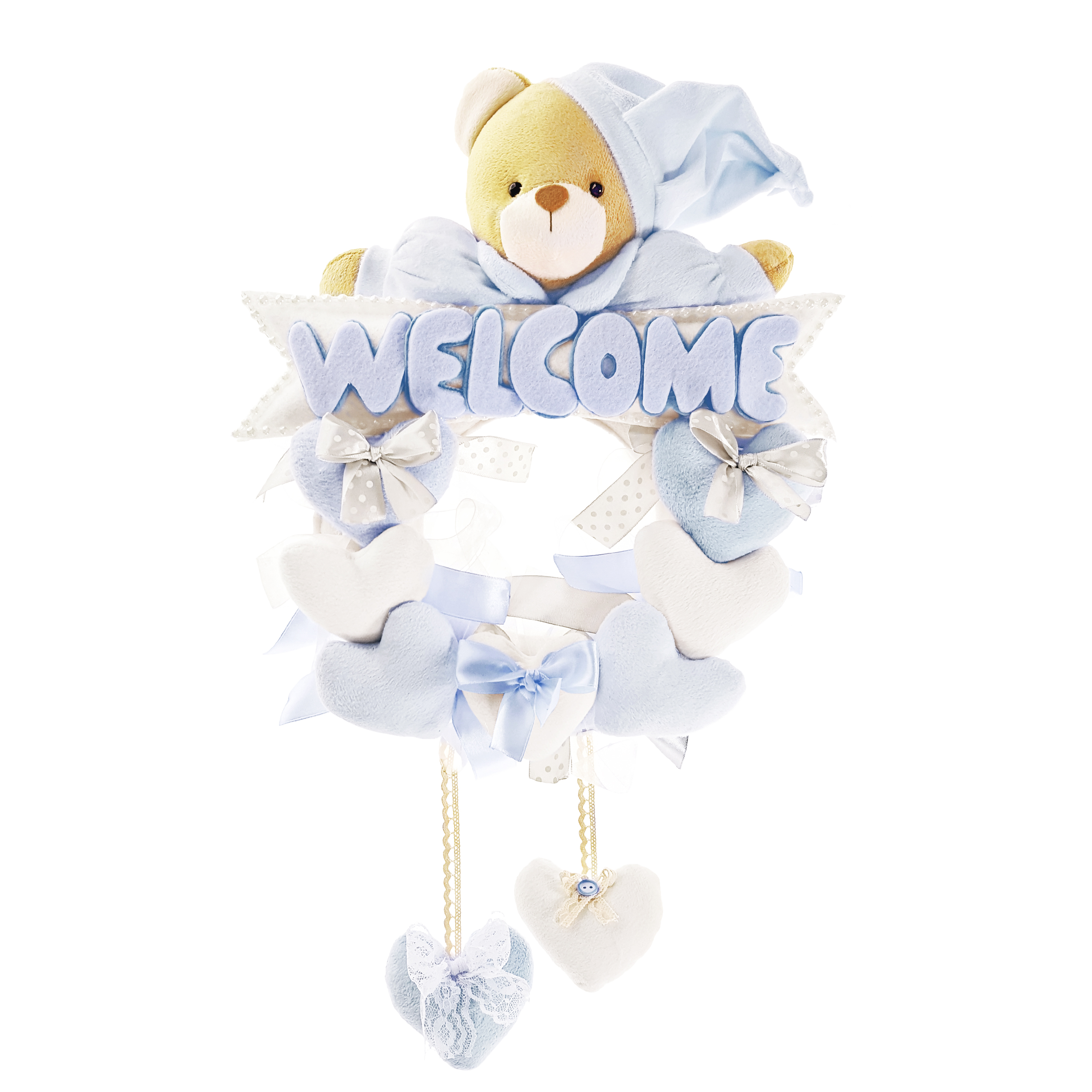 آویز تزیینی اتاق کودک طرح خرس نانان مدل Welcome کد W-Blu