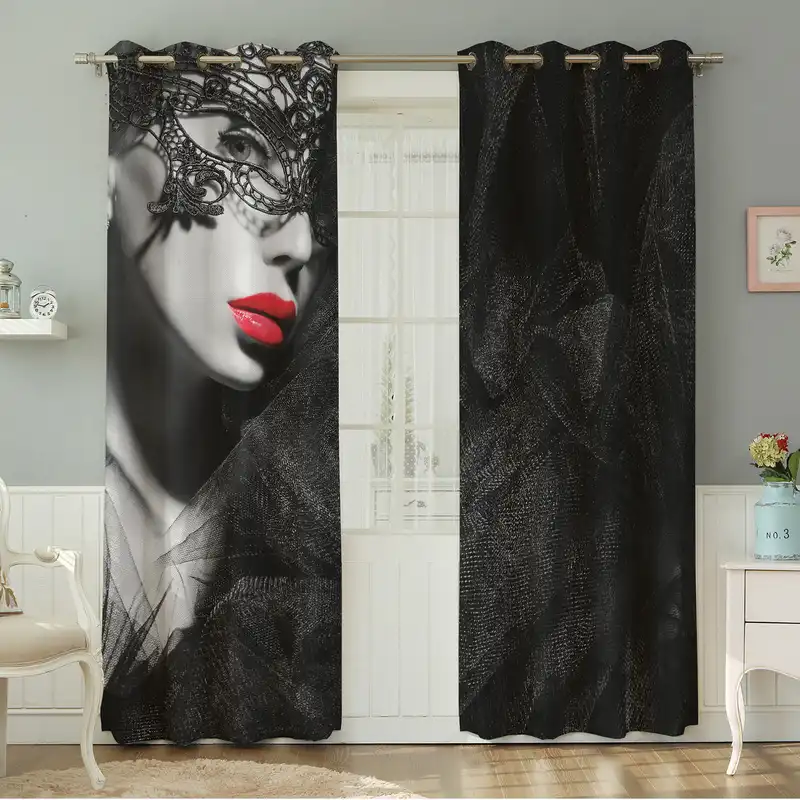 پرده نیروانا طرح چهره مدل مخمل کد 4698سایز 140×280 سانتی متر