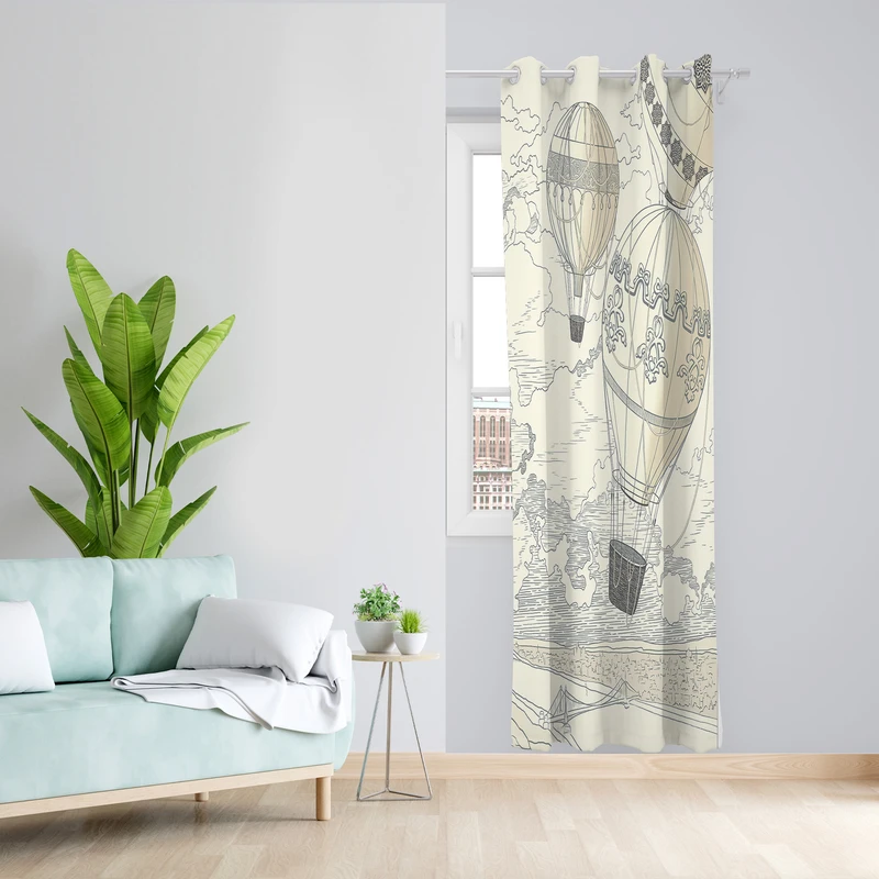 پرده طرح بالن مدل مخمل پانچی کد 2666 z سایز 140x200 سانتی متر