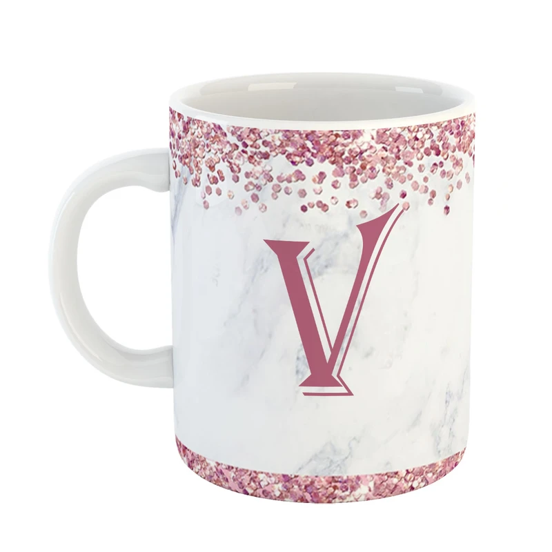 ماگ پاد افرین مدل فانتزی طرح حرف V کد 10