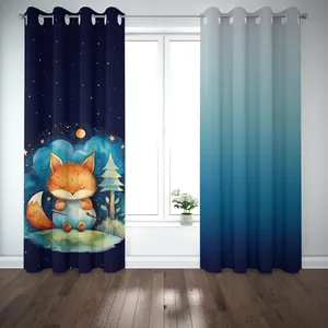 پرده مدل اتاق کودک طرح کهکشانی روباه عاشق سایز 140x280 سانتی متر