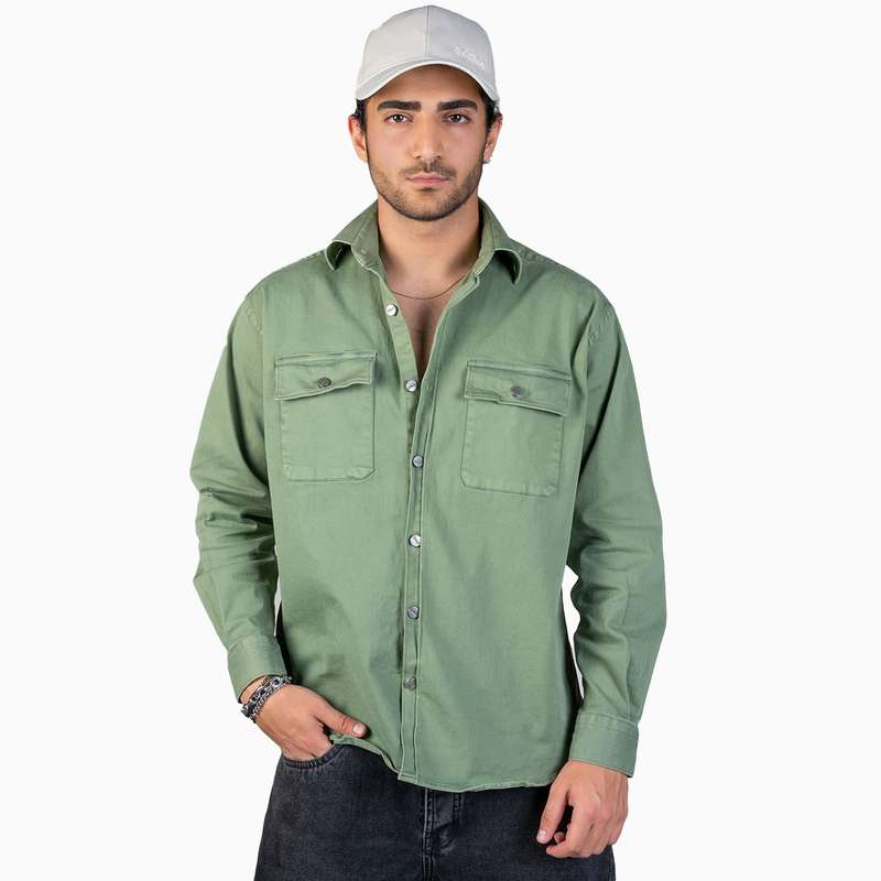 پیراهن آستین بلند مردانه ان سی نو مدل جردن رنگ سبز