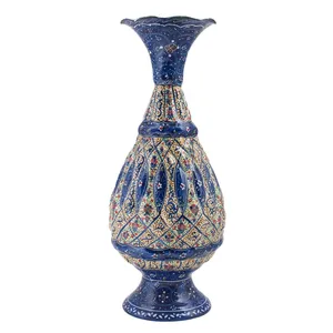 گلدان میناکاری مسی رستا طرح صراحی 87-12-102 ارتفاع 20 سانتی متر