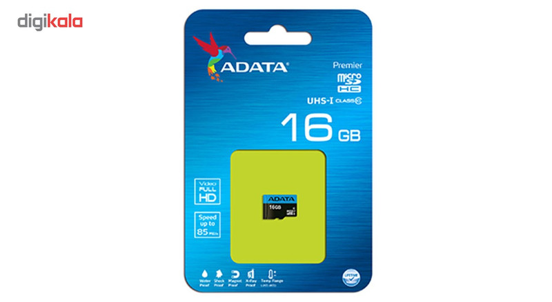 کارت حافظه‌ microSDHC ای دیتا مدل Premier کلاس 10 استاندارد UHS-I U1 سرعت 85MBps ظرفیت 16 گیگابایت
