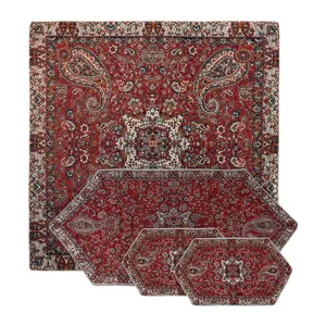 ست 4 تکه ترمه رومیزی ژینورا طرح گلزار
