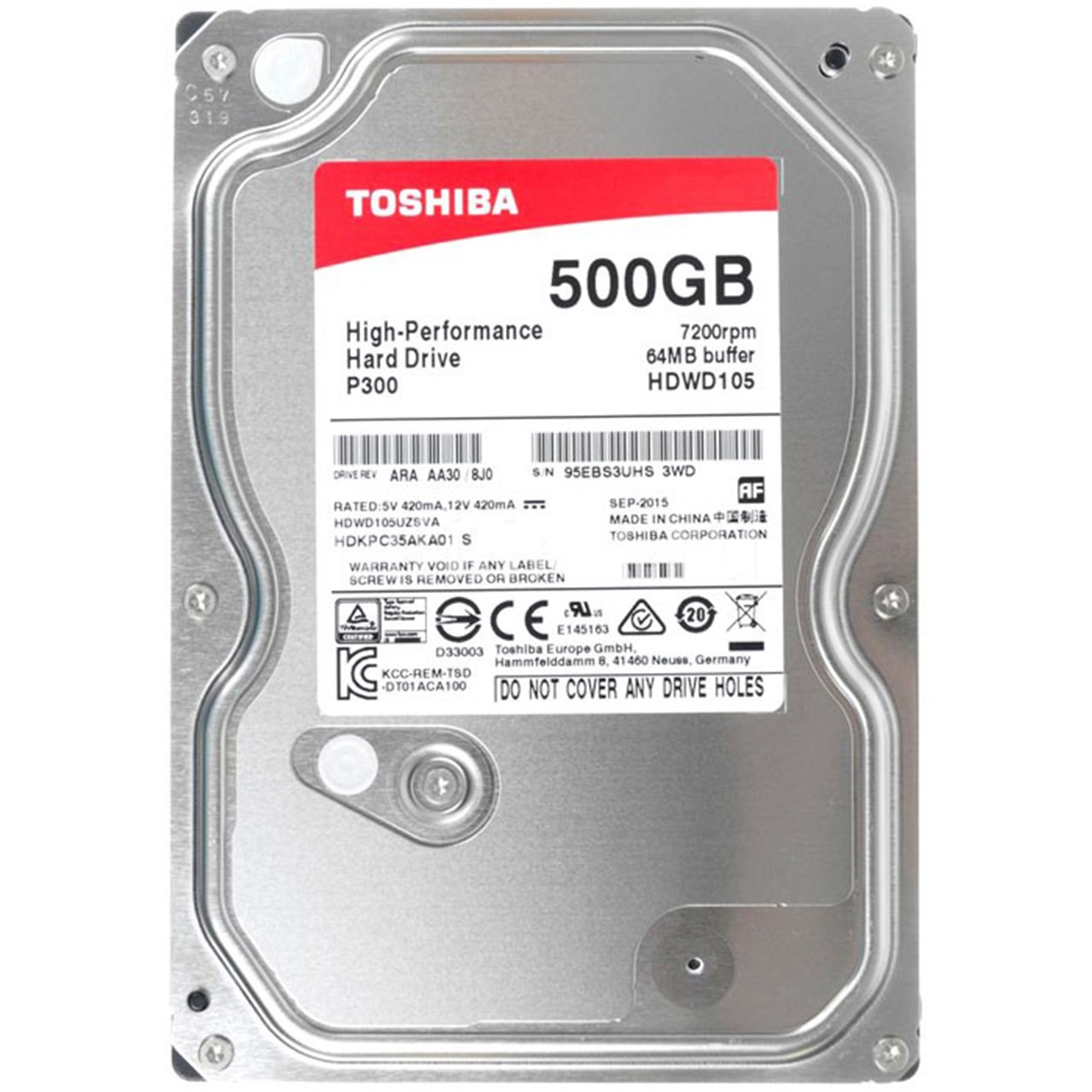 هارددیسک اینترنال توشیبا مدل P300 HDWD105UZSVA ظرفیت 500 گیگابایت