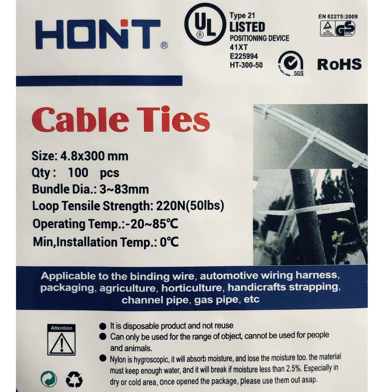 بست کمربندی هونت مدل HT-4.8X300 بسته 100 عددی