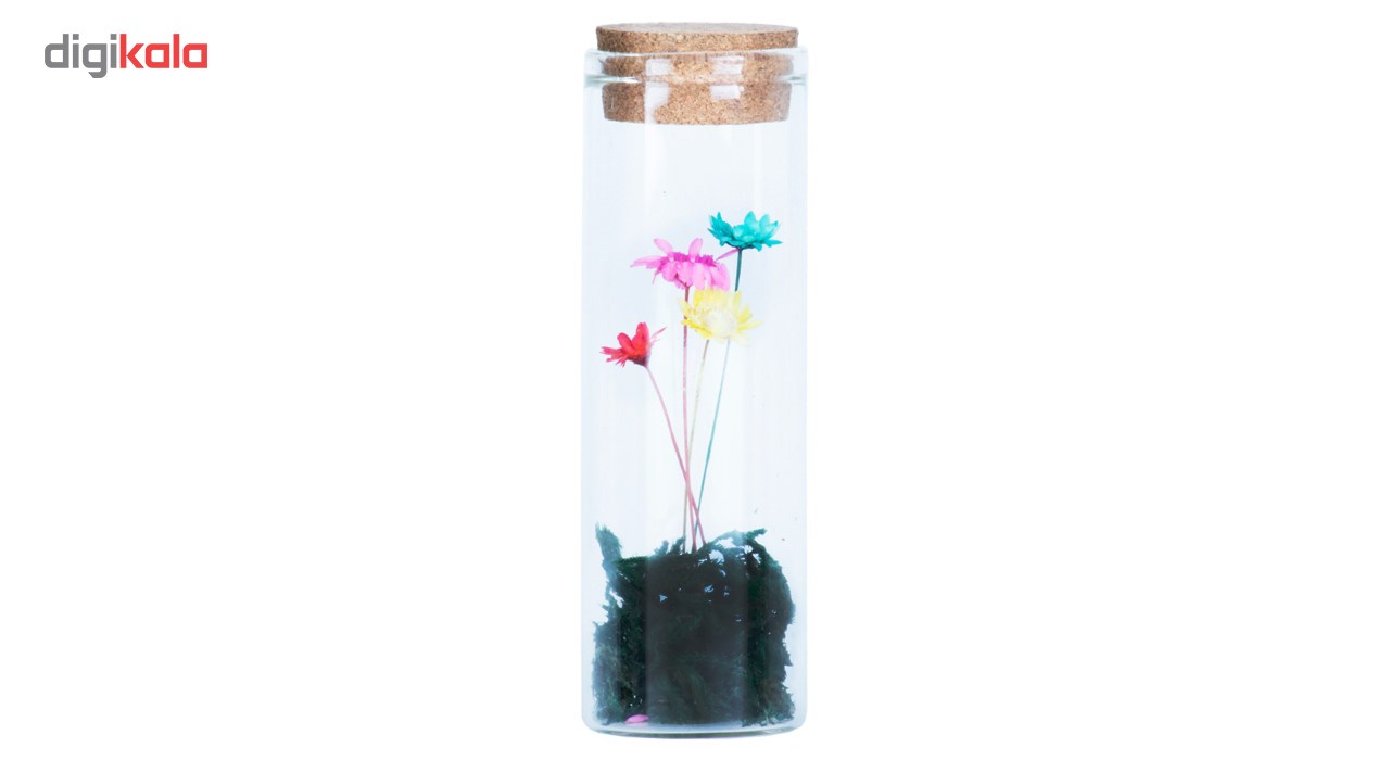 گل ماندگار به همراه گلدان شیشه ای عرش مدل B-119