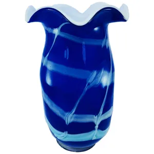 گلدان شیشه ای مدل لب کنگره ای کد 45  بزرگ