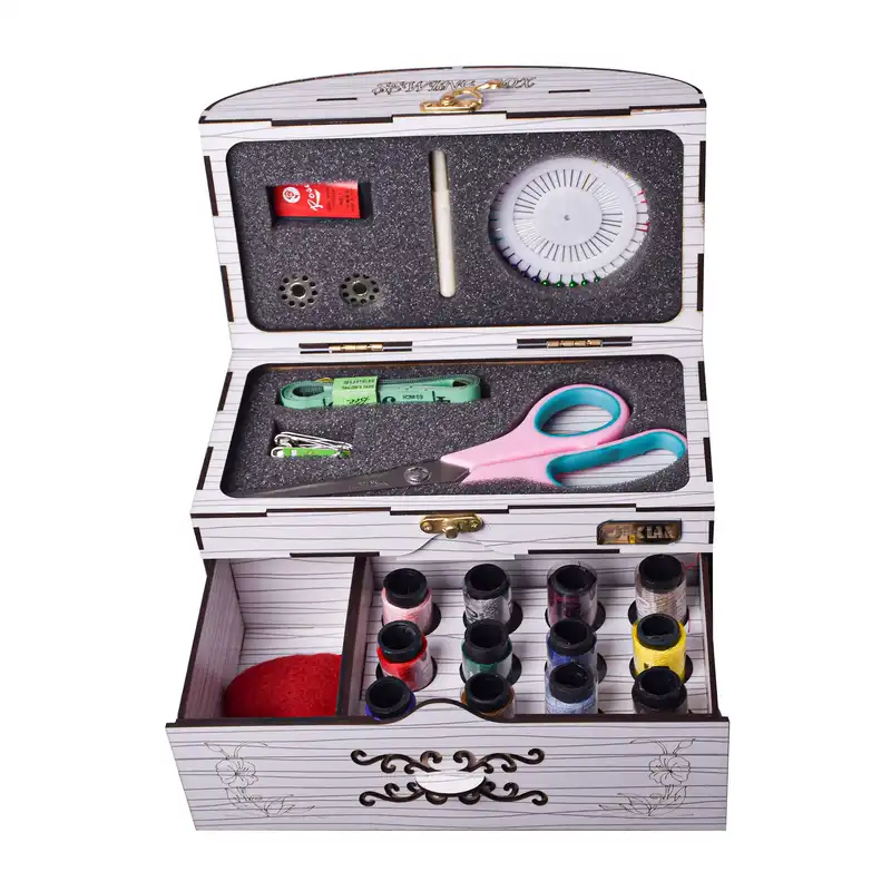 جعبه نخ و سوزن مدل Kh1000 مجموعه 21 عددی