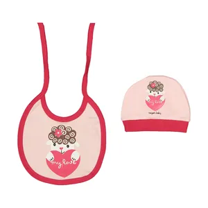 ست کلاه و پیشبند نوزادی دخترانه رویش بیبی کد 102