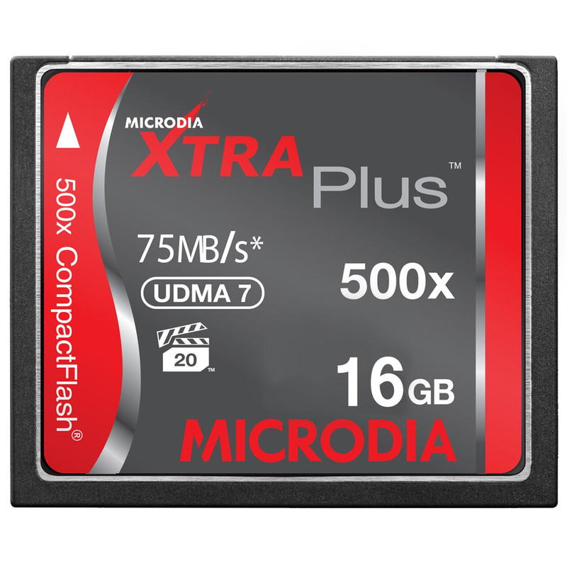 کارت حافظه CompactFlash مایکرودیا مدل Xtra Plus سرعت 500X 75MBps ظرفیت 16 گیگابایت