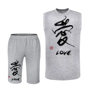 ست تاپ و شلوارک مردانه مدل love کد 85 رنگ سفید