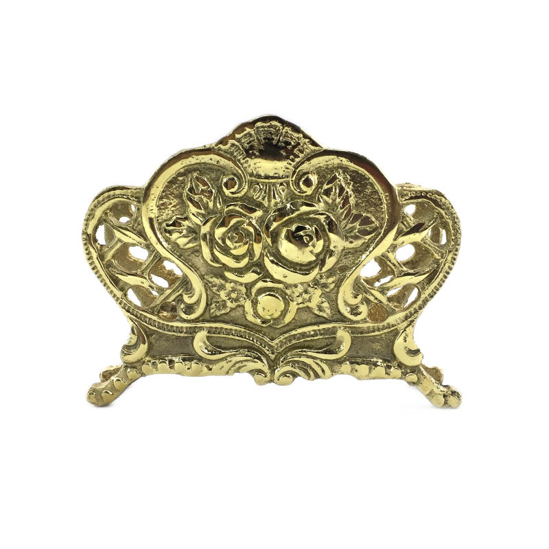 جا دستمال کاغذی برنجی مدل گل رز کد S_4081