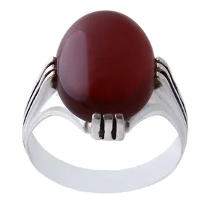 انگشتر نقره مردانه بازرگانی میلادی مدل عقیق رکاب چهارچنگ کد AM_0194