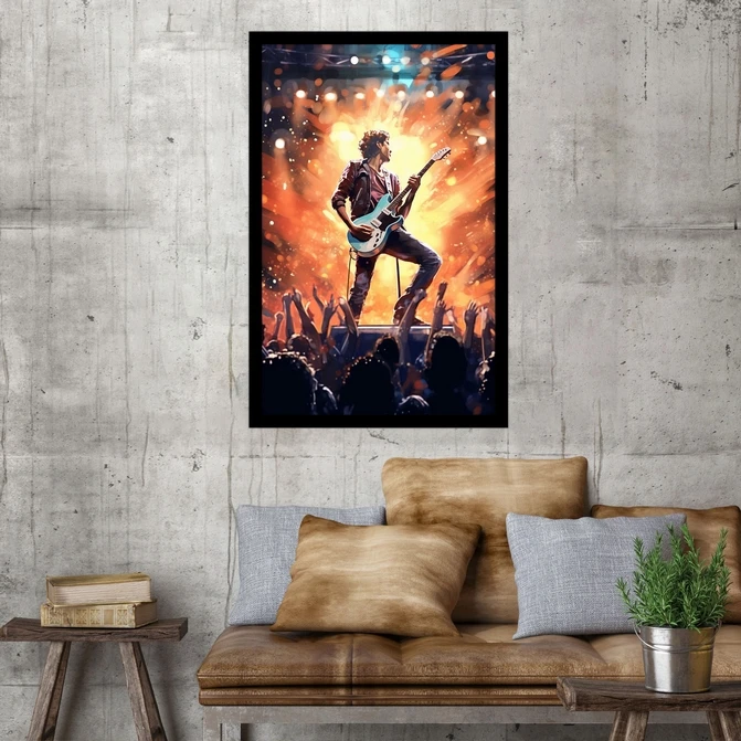 تابلو نوری بکلیت طرح آلات موسیقی و نوازنده گیتار مدل B-MID-17763