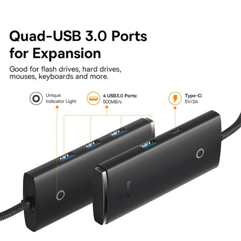 هاب 4 پورت USB 3.0 باسئوس مدل WKQX03000