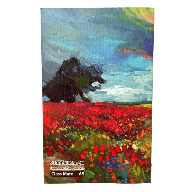 دفتر مشق 50 برگ مدل سورئال طرح گل سرخ