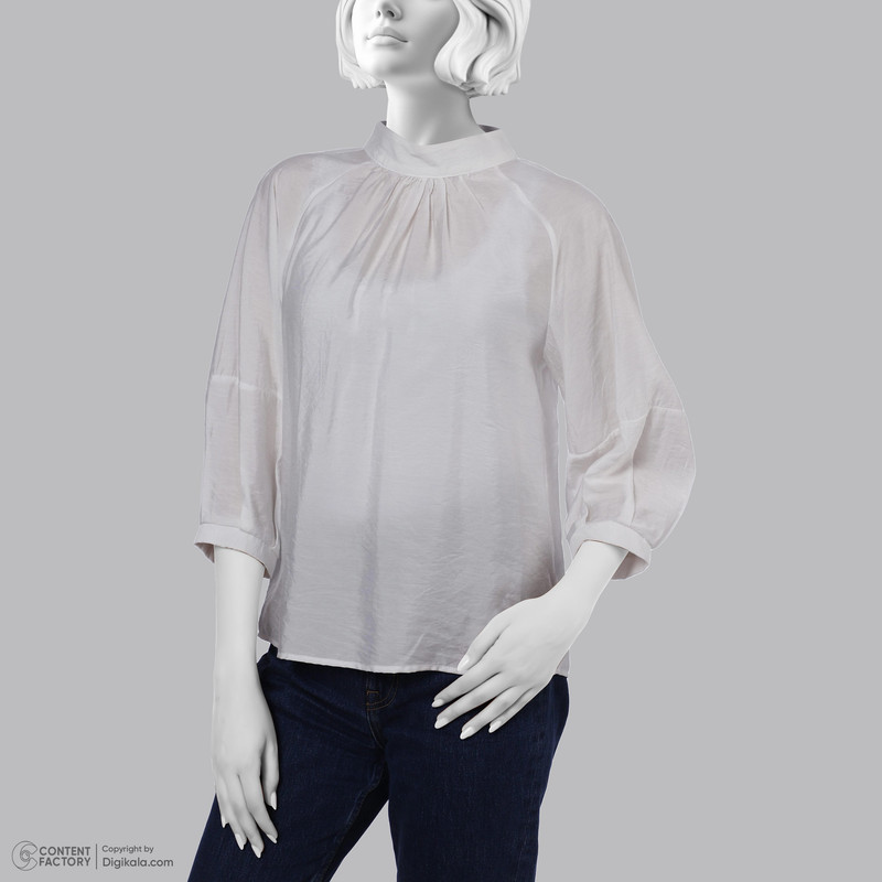 بلوز آستین بلند یقه ایستاده زنانه سرژه مدل 204626 رنگ سفید