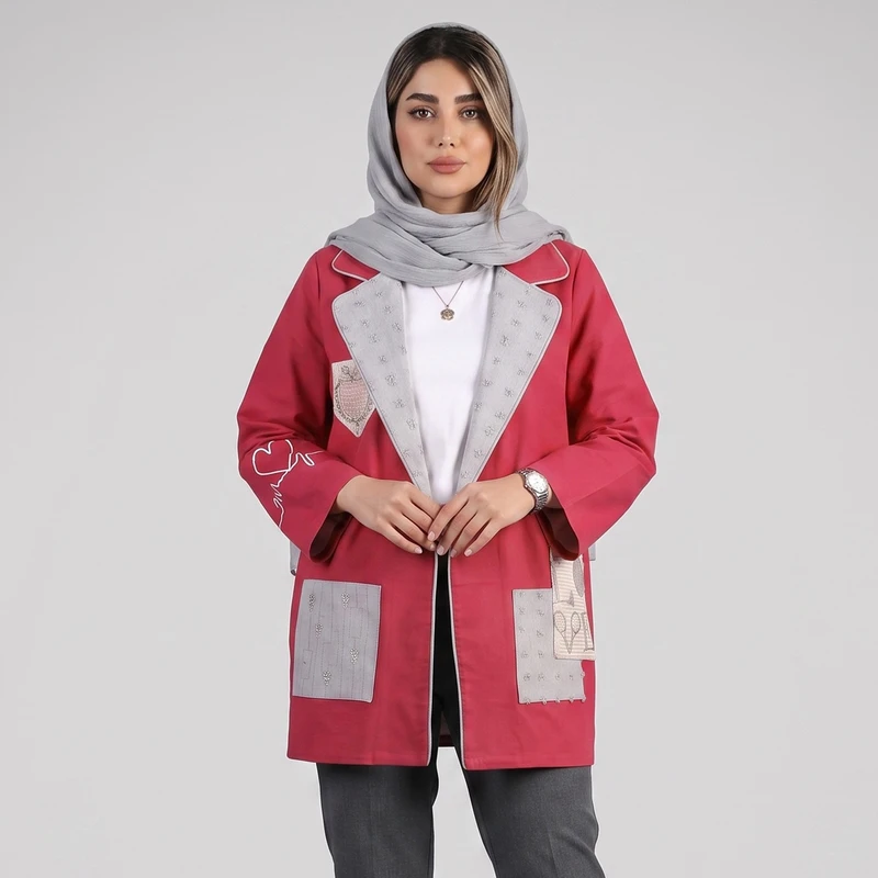مانتو کتی زنانه لینن طرح انتزاعی فلای مدل 895