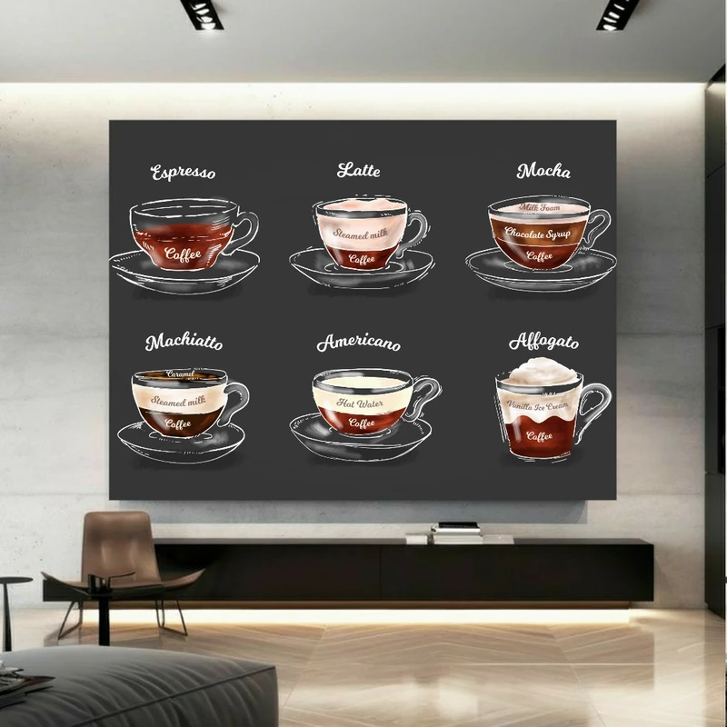 تابلو بوم طرح مخمل انواع کافی مدل قهوه کد FP105216