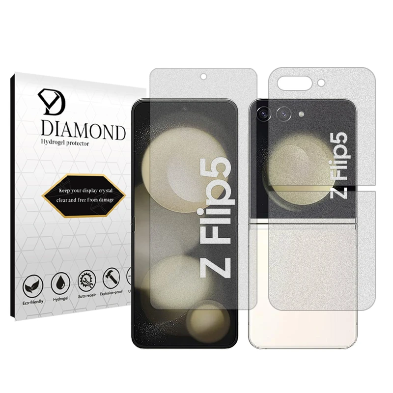 محافظ صفحه نمایش مات دیاموند مدل Tough مناسب برای گوشی موبایل سامسونگ Galaxy Z Flip5 به همراه محافظ پشت گوشی