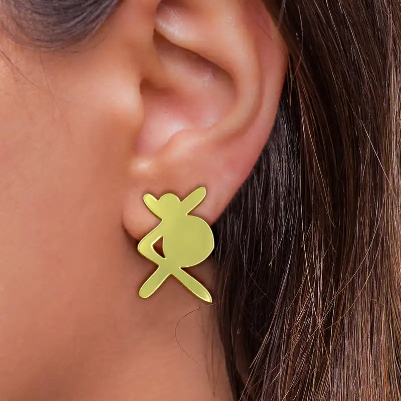 گوشواره طلا 18 عیار زنانه مدوپد مدل هندسی کد GA1-16125