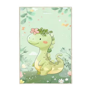 فرش ماشینی 1000 شانه زمینه سبز حاشیه سبز مدل اورکوم چاپ بدون پرز طرح اتاق کودک کد kids.9002.01