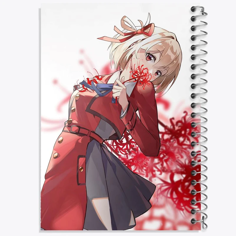 دفتر ژورنال نویسی 50 برگ خندالو مدل نقطه ای طرح چیساتو انیمه لیکوریس ریکویل Lycoris Recoil کد 23090