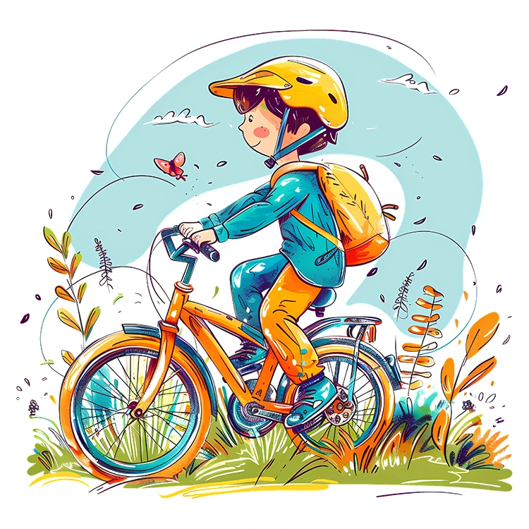 استیکر پارچه و لباس پاد آفرین مدل کارتونی دوچرخه سواری کد S8813