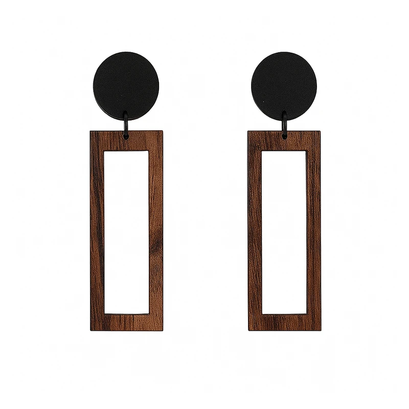 گوشواره میخی زنانه مدل چوبی کد 10