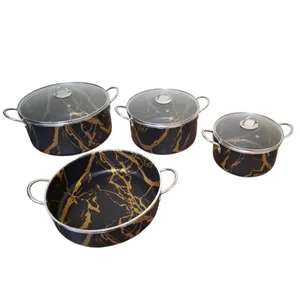 سرویس قابلمه و تابه گرانیتی 7 پارچه رز کالا مدل فلورا