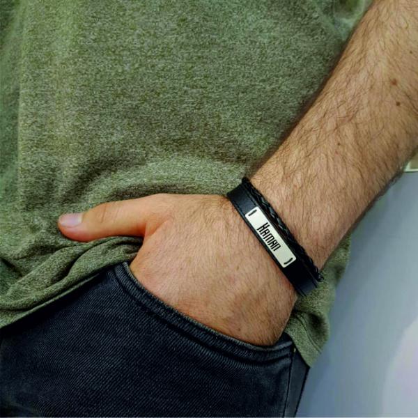 دستبند نقره مردانه ترمه 1 مدل هامان کد 383 DCHN -  - 2
