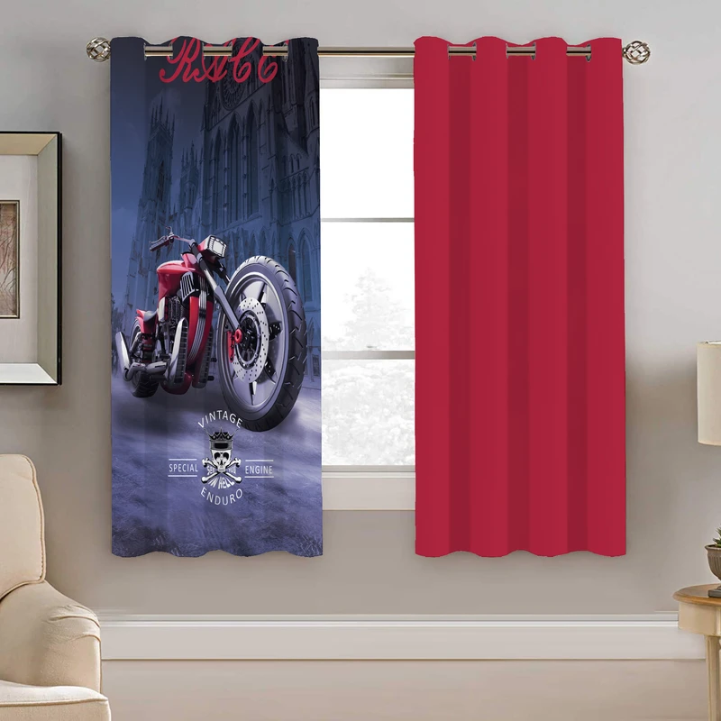 پرده نیروانا طرح موتو پسرونه مدل مخمل کد 8149 سایز 140×200 سانتی متر